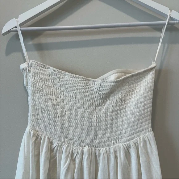 Petal & Pup Kayt Strapless Linen Blend Maxi Sundress White Bridal Bride Wedding - Picture 12 of 16